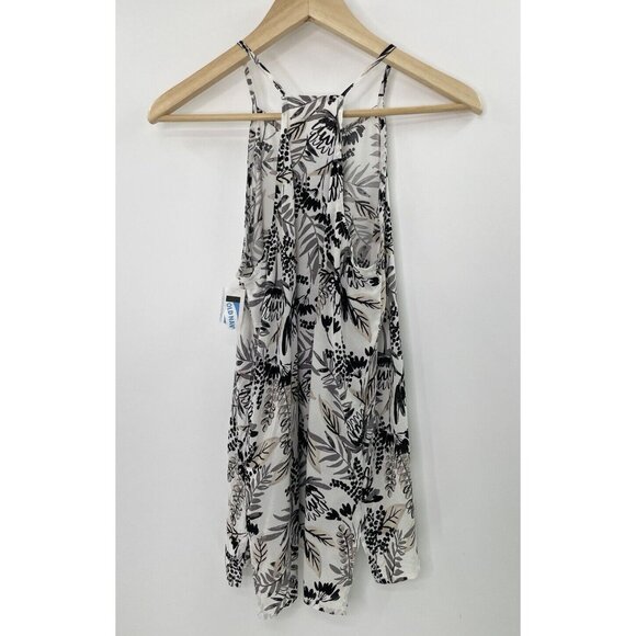 NWT Old Navy Hawaiian Blouse White Sleeveless Racerback Top Sz Small Lightweight - Picture 3 of 9